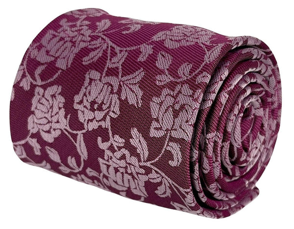 magenta pink tie with  floral design